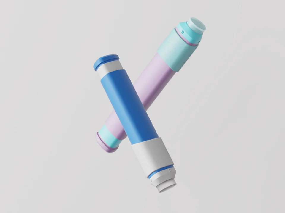 Blue, lavender and mint PRESSIO erasers showing their side controls