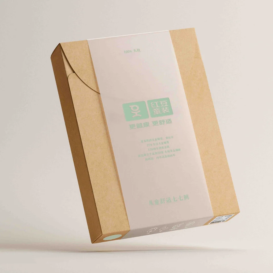 Kraft Redbean sock packaging with a pale paper sleeve and green lettering