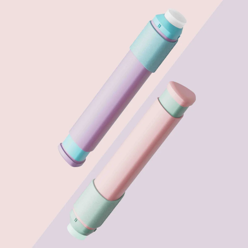 Pastel PRESSIO erasers with rounded triangular bodies and contrasting end caps