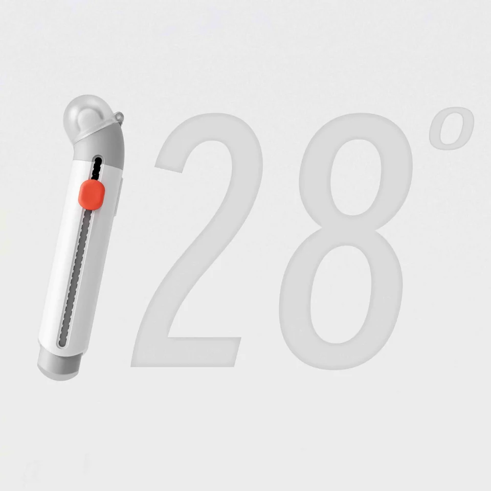128° curved white eraser with an orange slider and cleaning roller